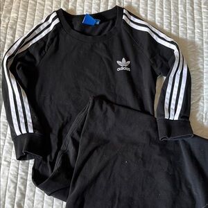 Adidas Black and White Sweatshirt bodycon dress with Iconic Stripes UK 12